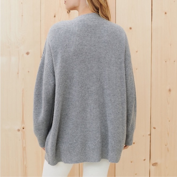 JENNI KAYNE Cashmere Cocoon Cardigan Sweater Heather Grey Oversized  XXS - Picture 3 of 9